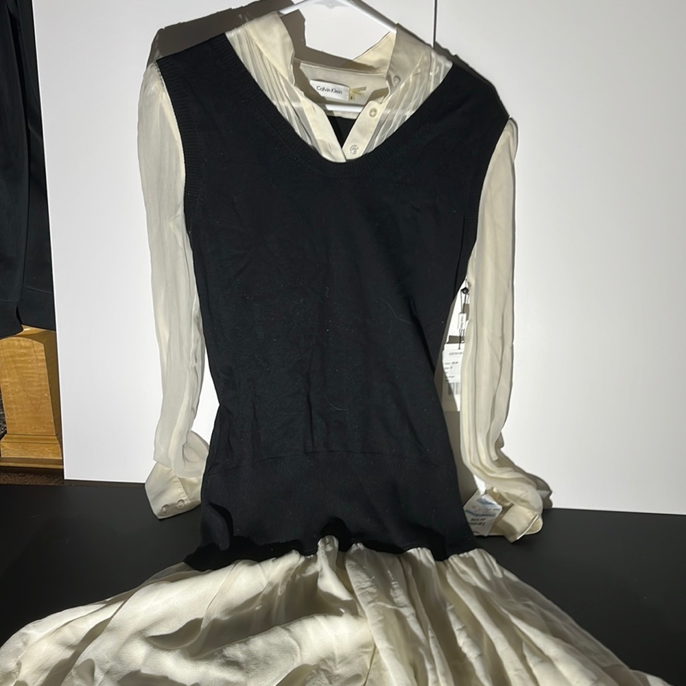 Calvin Klein off white dress with sweater vest built in